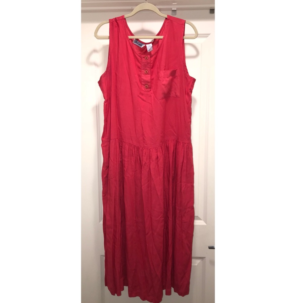 QPS coral Red PLUS Size Midi Maxi Dress 14